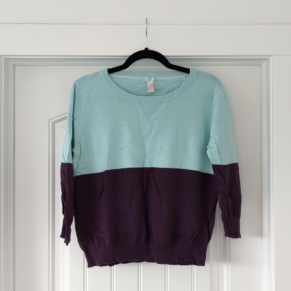 Downeast teal and purple lightweight sweater women's size Large